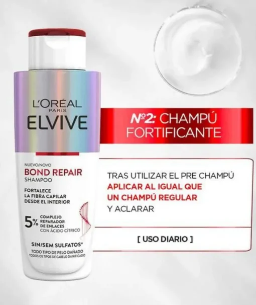 ELVIVE Bond Repair Champú Para Pelo Danado 200 Ml| Champú
