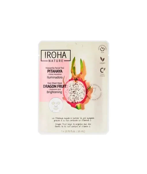 IROHA NATURE Mascarilla Facial Iluminadora Con Pitahaya| Mascarillas Faciales