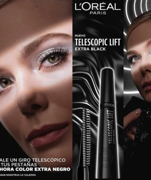 L'OREAL COLOR Máscara Telescopic Lift Extra Black| Máscara Pestañas