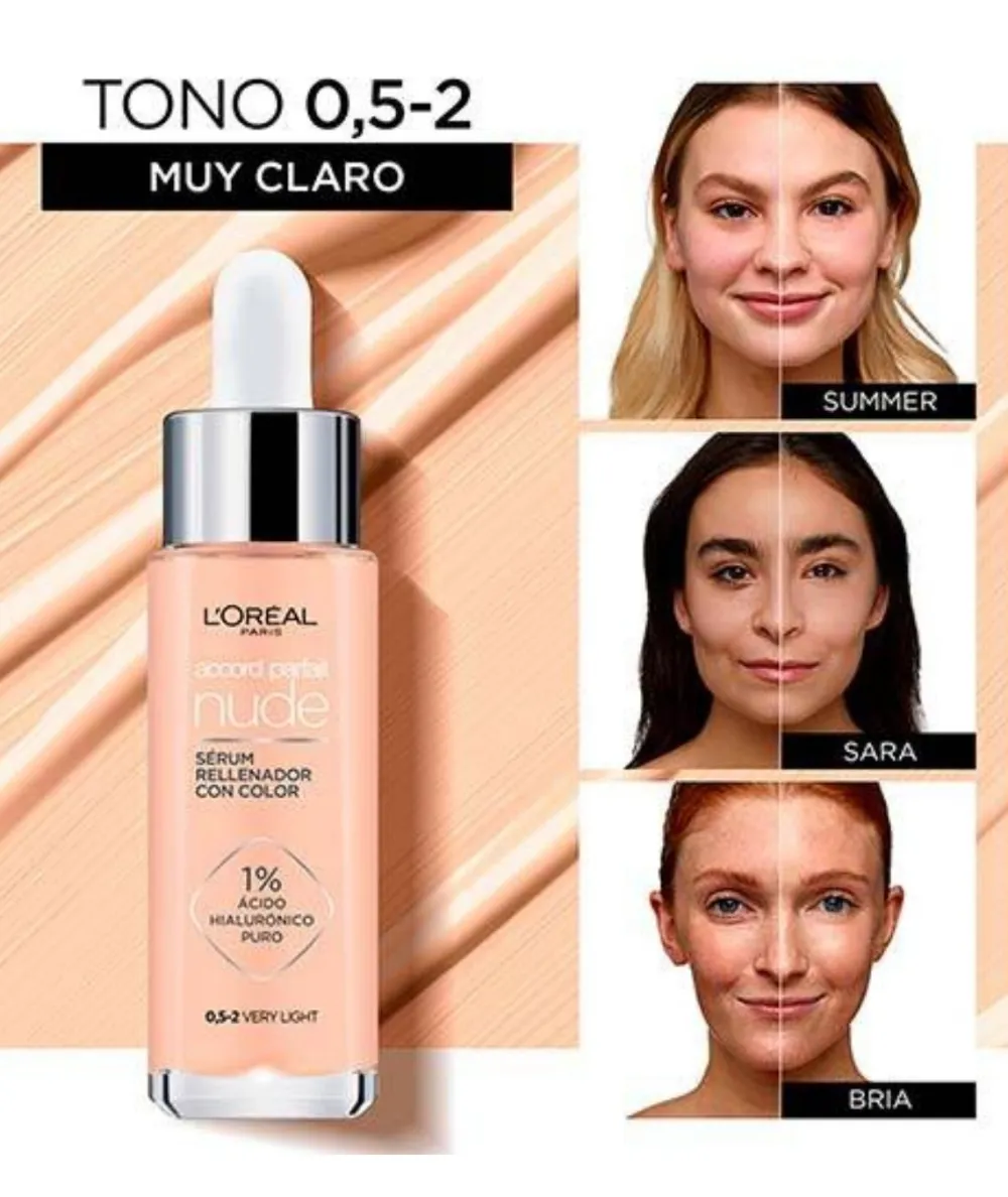 L'OREAL COLOR Serum Con Color Tono 0'5-2 Muy Claro| Bases Y Fondos Maquillaje