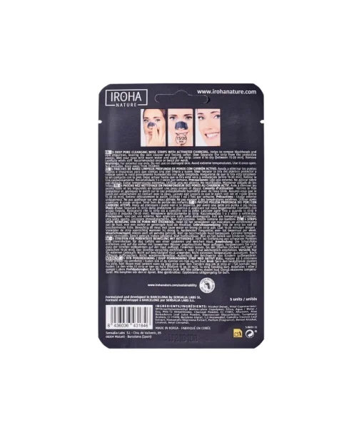 IROHA NATURE Tiras De Nariz Carbon - Limpieza Puntos Negros (5 Uds)| Mascarillas Faciales